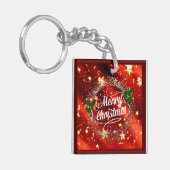 メリークリスマスホリデーレッドデザイン キーホルダー (正面左)