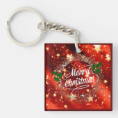 メリークリスマスホリデーレッドデザイン キーホルダー (正面)