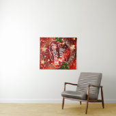 メリークリスマスホリデーレッドデザイン タペストリー (インサイチュ(横))