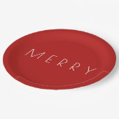 メリークリスマスホリデーレッドホミニマルワイトパーティー ペーパープレート (アングル)