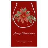 メリークリスマスホリデーレッドポインセチア スモールペーパーバッグ (裏面)
