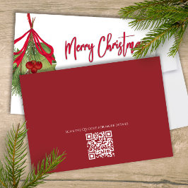 メリークリスマスホリデーレッド書道QRコード 招待状