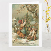 メリークリスマスホリデーヴィンテージ カード (黄色い花)