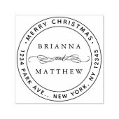 メリークリスマスホリデー差出人住所ラウンドセルフ –  セルフインキングスタンプ (デザイン)