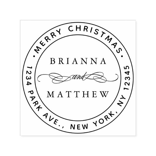 メリークリスマスホリデー差出人住所ラウンドセルフ –  セルフインキングスタンプ (デザイン)