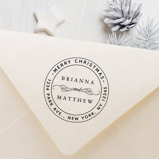 メリークリスマスホリデー差出人住所ラウンドセルフ –  セルフインキングスタンプ