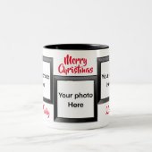 メリークリスマスホリデー応援ホリーベリー写真 ツートーンマグカップ (中央)