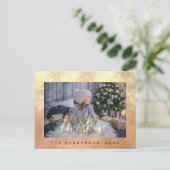 メリークリスマスホリデー金ゴールドコテージフォトバラ ポストカード (スタンド正面)