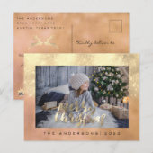 メリークリスマスホリデー金ゴールドコテージフォトバラ ポストカード (正面/裏面)