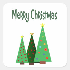 メリークリスマスホリデー飾ツリー スクエアシール