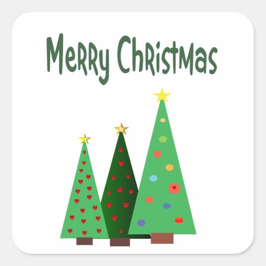 メリークリスマスホリデー飾ツリー スクエアシール (正面)