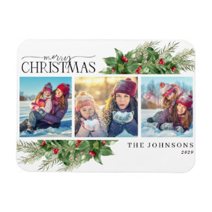 メリークリスマスホリモダンーベリーフォトマグネット マグネット