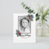 メリークリスマスホリモダンー・ベリーとのストライプ写真 シーズンポストカード (スタンド正面)