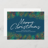 メリークリスマスホリーとベリーがパーソナライズ シーズンポストカード (正面/裏面)