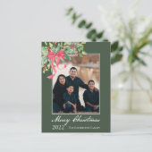 メリークリスマスホリーとベリーグリーンのフォトホール シーズンポストカード (スタンド正面)
