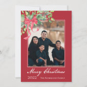 メリークリスマスホリーとベリーグリーンの写真 シーズンカード (正面)