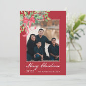 メリークリスマスホリーとベリーグリーンの写真 シーズンカード (スタンド正面)