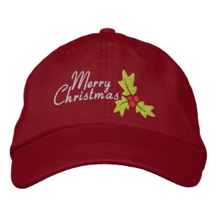 メリークリスマスホリーとベリー 刺繍入りキャップ