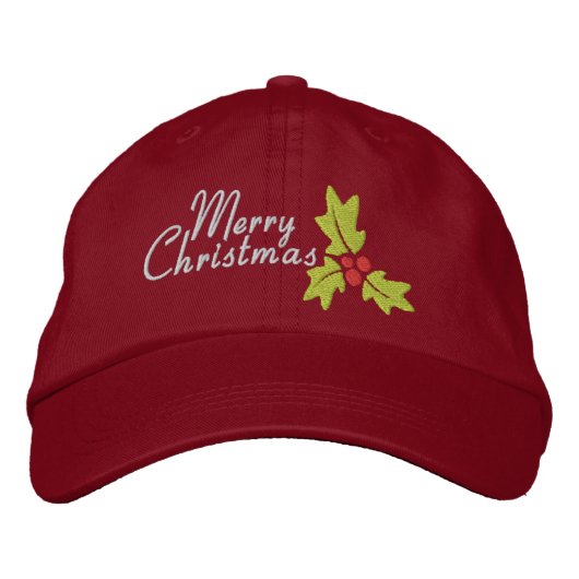 メリークリスマスホリーとベリー 刺繍入りキャップ (正面)