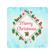 メリークリスマスホリーアンドスノーフレークレトロ