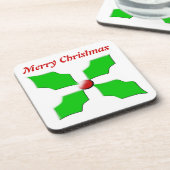 メリークリスマスホリーカスタマイズ可能なコルクコースター コースター (左側)