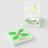 メリークリスマスホリーカスタムストーンコースター ストーンコースター (横)