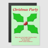 メリークリスマスホリーカスタムパーティー マグネット招待状 (正面/裏面)