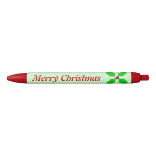 メリークリスマスホリーカスタムペン 黒ボールペン