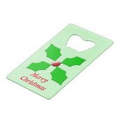 メリークリスマスホリーカスタムボトルオープナー クレジットカード栓抜き (正面アングル)