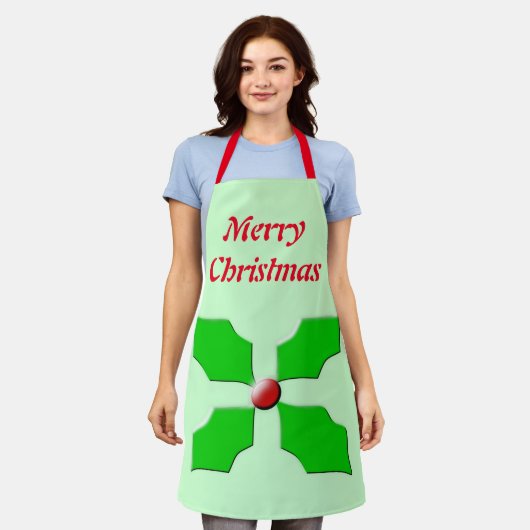 メリークリスマスホリーカスタム エプロン (着用した状態)
