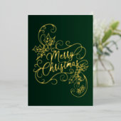 メリークリスマスホリーグリーンの挨拶 箔シーズンカード (立ち正面)