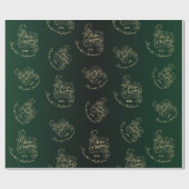 メリークリスマスホリーグリーングリーティングホリデー ラッピングペーパー (フラット)