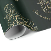 メリークリスマスホリーグリーングリーティングホリデー ラッピングペーパー (ロールコーナー)