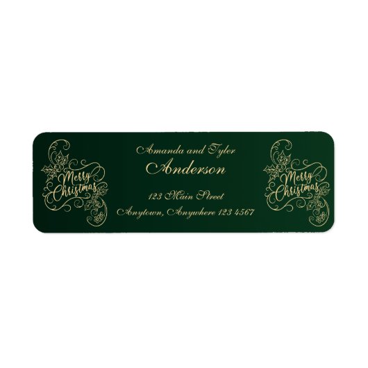 メリークリスマスホリーグリーングリーティングホリデー ラベル (正面)