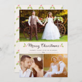 メリークリスマスホリーシェブロンパターンフォトカード シーズンカード (正面/裏面)