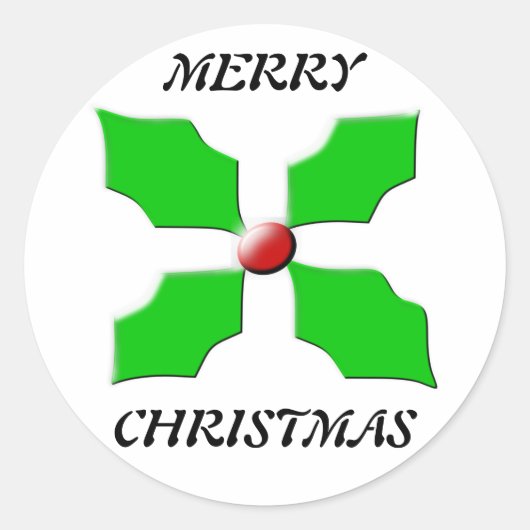 メリークリスマスホリーステッカー ラウンドシール (正面)