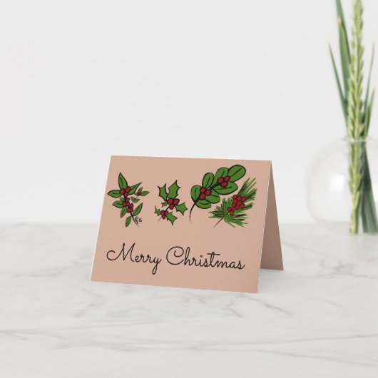 メリークリスマスホリーズカード サンキューカード (正面)