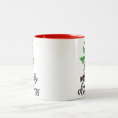 メリークリスマスホリーデザインカスタムサンタ ツートーンマグカップ (中央)