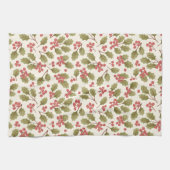 メリークリスマスホリーパターン キッチンタオル (横)