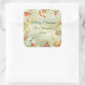 メリークリスマスホリーパーソナライズされたデートヴィンテージ スクエアシール (バッグ)