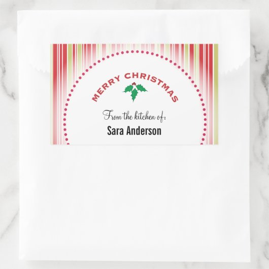 メリークリスマスホリーパーソナライズされたベーキング 長方形シール (バッグ)