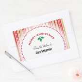 メリークリスマスホリーパーソナライズされたベーキング 長方形シール (封筒)