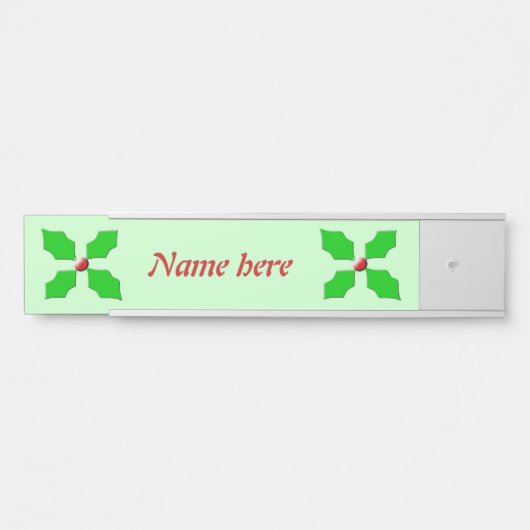 メリークリスマスホリーパーソナライズされた サインプレート (正面)