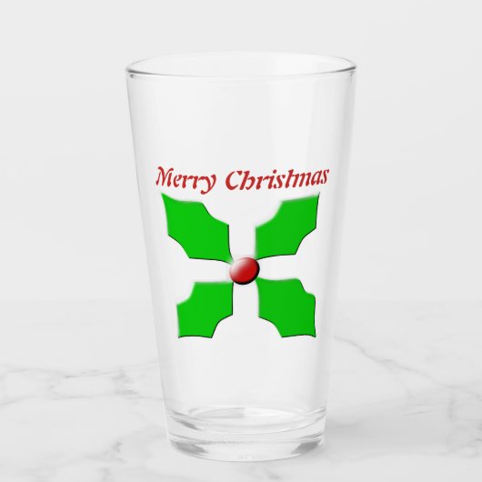 メリークリスマスホリーパーソナライズされた タンブラーグラス (正面)
