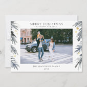 メリークリスマスホリーファミリーフォトホリデーカード シーズンカード (正面)