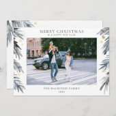 メリークリスマスホリーファミリーフォトホリデーカード シーズンカード (正面/裏面)