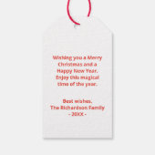 メリークリスマスホリーファミリー名レッドホワイトグリーン ギフトタグ (裏面)