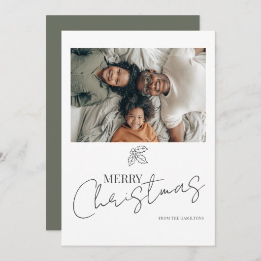 メリークリスマスホリーフォトカード シーズンカード (正面/裏面)