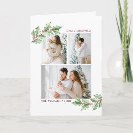 メリークリスマスホリーフォトホリデーカード ノートカード