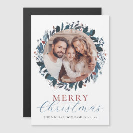メリークリスマスホリーフォトホリデーマグネットカード